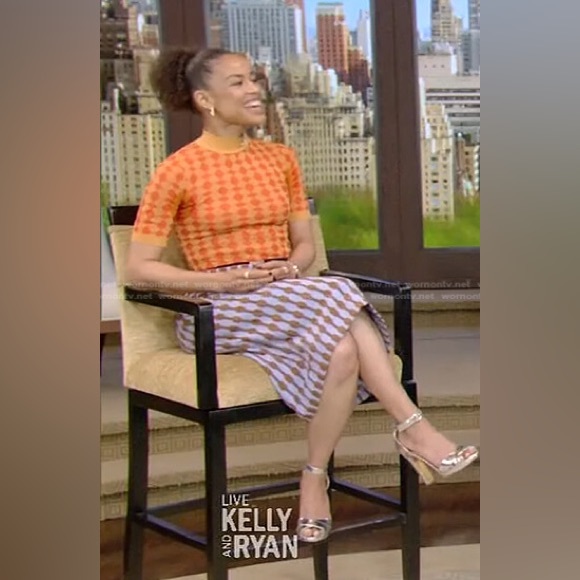 NWT Tory Burch Orange Jacquard Stretch Knit Top - Picture 6 of 7